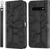 Voor Samsung Galaxy S10 Life of Tree Embossing Pattern Horizontale Flip lederen tas met houder & kaartsleuf & portemonnee & fotolijst & lanyard (zwart)