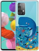 Voor Samsung Galaxy A72 5G gekleurd tekeningpatroon zeer transparant TPU beschermhoes (walvis zeebodem)