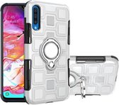 Voor Galaxy A70 2 in 1 kubus PC + TPU beschermhoes met 360 graden draaien zilveren ringhouder (zilver)