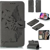 Veerpatroon Litchi Texture Horizontale Flip Leren Case met Portemonnee & Houder & Kaartsleuven voor Galaxy A70 (Grijs)