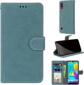 Voor Samsung Galaxy M01 Retro Frosted Horizontale Flip PU lederen tas met houder & kaartsleuven & portemonnee & fotolijst (blauw)