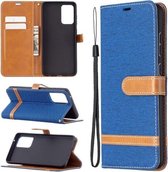 Voor Samsung Galaxy A72 5G Kleuraanpassing Denim Textuur Horizontale Flip Leren Case met Houder & Kaartsleuven & Portemonnee & Lanyard (Koningsblauw)