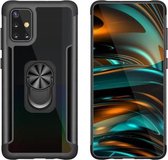 Voor Samsung Galaxy A71 PC + TPU + metalen schokbestendige beschermhoes met ringhouder (zwart)