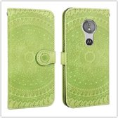 Voor Motorola Moto E5 Play Pressed Printing Pattern Horizontale Flip PU Leather Case met houder & kaartsleuven & portemonnee & & Lanyard (groen)
