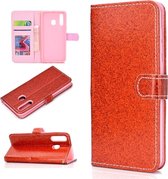 Voor Samsung Galaxy A30 / A20 Glitterpoeder Horizontaal Flip Leren Case met Kaartsleuven & Houder & Fotolijst & Portemonnee (Rood)