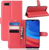 Litchi Texture Wallet Leather Stand beschermhoes voor OPPO AX5S / A5S (rood)