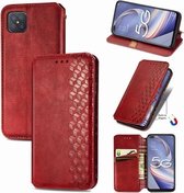 Voor OPPO A92S Cubic Grid Pressed Horizontal Flip Magnetic PU Leather Case met houder & kaartsleuven & portemonnee (rood)