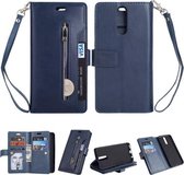 Voor Huawei Mate 10 Lite / Maimang 6 Multifunctionele Rits Horizontale Flip Leren Case met Houder & Portemonnee & 9 Kaartsleuven & Lanyard (Blauw)