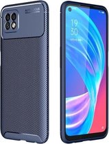 Voor OPPO A73 koolstofvezel textuur schokbestendig TPU-hoesje (blauw)