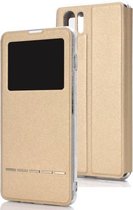 Golden Beach Intelligent Answering brengt elektrisch displayvenster met beugel links en rechts Flip Cover Leather Case voor Huawei P30 Pro (goud)
