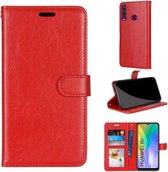 Voor Huawei Y6p Pure Color Horizontale Flip PU lederen tas met houder & kaartsleuven & portemonnee & fotolijst (rood)