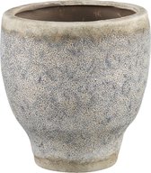 PTMD Carls white ceramic bombey pot blue finish m