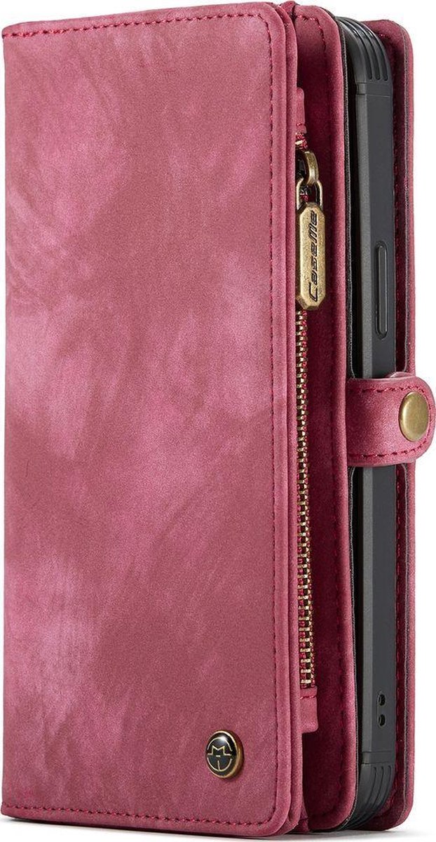 Caseme Telefoonhoesje geschikt voor Apple iPhone 12 Pro Hoesje | Caseme 008 Uitneembare 2in1 Bookcase Portemonnee | Pasjeshouder voor 8 Pasjes | Telefoonhoesje voor Pinpas / OV Kaart / Rijbewijs - Rood