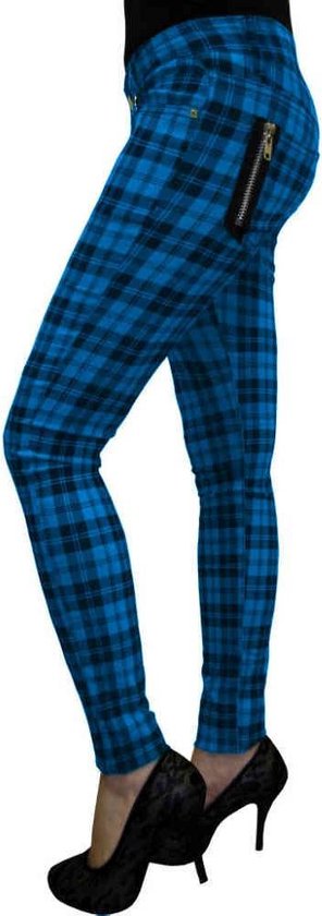 Banned - CHECK Skinny fit broek - 2XL - Blauw