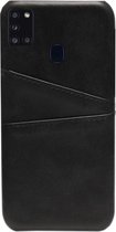ADEL Kunstleren Back Cover Pasjes Hoesje Geschikt voor Samsung Galaxy A21s - Zwart