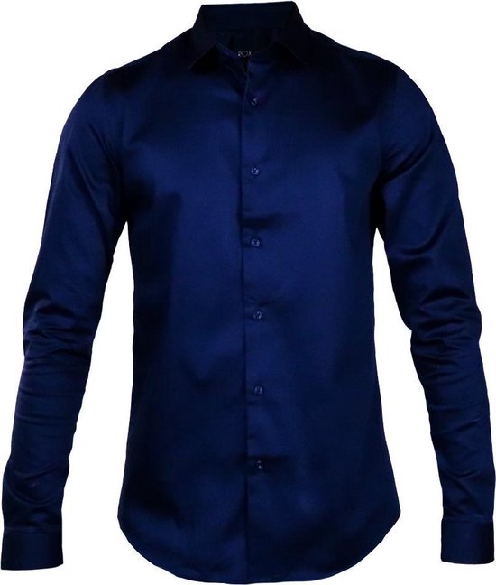 Rox - Heren overhemd Danny - Donkerblauw - Slanke pasvorm - Maat XXL