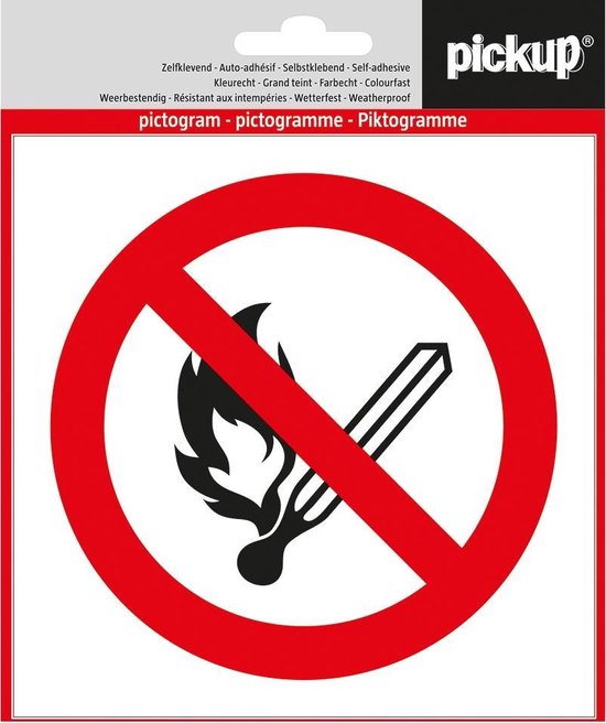 Piktrogram Rauchen Verboten Pickup pictogram Aufkleber 14x14 cm Feuer und Rauchen verboten | bol