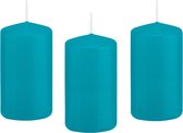 10x Turquoise blauwe cilinderkaarsen/stompkaarsen 6 x 12 cm 40 branduren - Geurloze kaarsen turkoois blauw - Woondecoraties