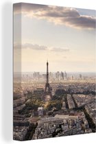 Canvas Schilderij Parijs - Eiffeltoren - Lucht - 30x40 cm - Wanddecoratie