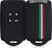 kwmobile autosleutelhoes voor Renault 4-knops Smartkey autosleutel (alleen Keyless Go) -Siliconenhoes in groen / rood / zwart - Sleutelcover
