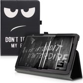 kwmobile hoes voor Huawei MediaPad T5 10 - Dunne tablethoes in wit / zwart / transparant - Met standaard - Don't Touch My Pad design