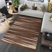 Tapiso Sari Tapis Salon Chambre à poils bas Marron foncé Moderne Design abstraite Atmosphère de vie Durable de haute qualité Taille de tapis - 300 x 400 cm