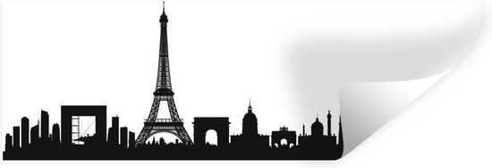 Skyline De Paris Illustrée Sur Stickers Gravés 42x122.9cm Étanche Bleu