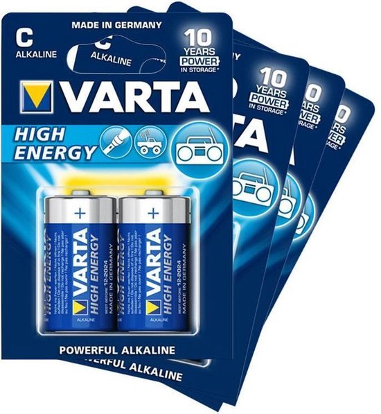 Batterijen C (8x) - Set van 8 Varta C-cell batterijen (o.a. voor Fenton SBS30 karaoke set)