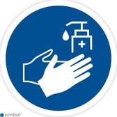 Simbol - Stickers Handen Desinfecteren Verplicht - Duurzame Kwaliteit - Formaat ø 10 cm.