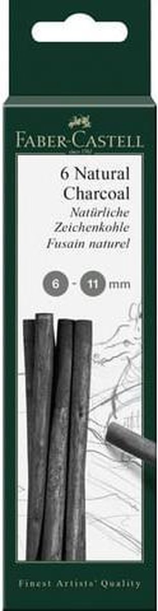 Faber-Castell houtskool - Pitt Monochrome - 6-11 mm - 6 stuks - FC-129398