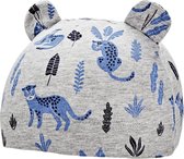 Coolibar - UV-werende babymuts - Critter Fauna - Grijs/Luipaard - maat 6-12M (44,5CM)