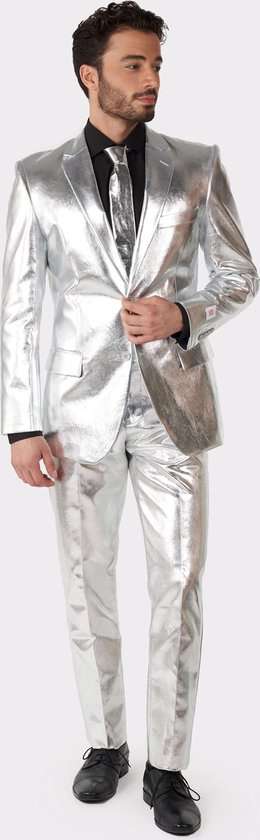 OppoSuits Shiny Silver Mannen Pak - Zilver - Glimmend - Maat: EU 50 bol.com