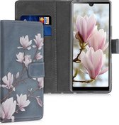 kwmobile telefoonhoesje voor Sony Xperia L4 - Hoesje met pasjeshouder in taupe / wit / blauwgrijs - Magnolia design