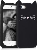 kwmobile hoesje voor Apple iPhone SE (1.Gen 2016) / iPhone 5 / iPhone 5S - Backcover voor smartphone in zwart / wit - Kat design