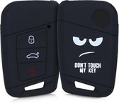 kwmobile autosleutel hoesje voor VW 3-knops autosleutel (alleen Keyless Go) - Autosleutel behuizing in wit / zwart - Don't Touch My Key design