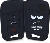 kwmobile autosleutel hoesje geschikt voor VW 3-knops autosleutel (alleen Keyless Go) - Autosleutel behuizing in wit / zwart - Don't Touch My Key design