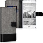 kwmobile telefoonhoesje voor Huawei P8 Lite (2015) - Hoesje met pasjeshouder in grijs / zwart - Case met portemonnee