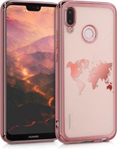 kwmobile hoesje voor Huawei P20 Lite - backcover voor smartphone - Wereldkaart design - roségoud / transparant / roségoud