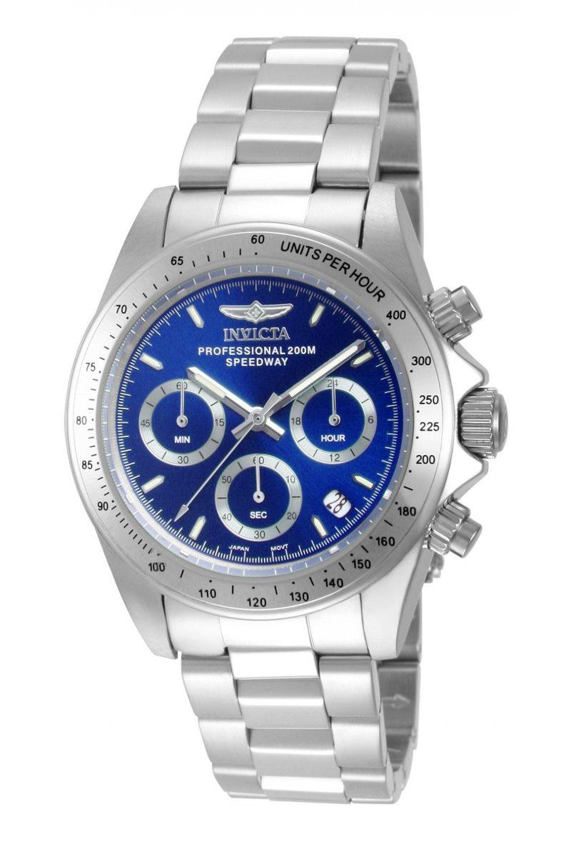 Invicta Speedway 14382 Heren Horloge - Waterdicht - Analoog - Quartz Uurwerk - Roestvrij Staal met blauwe Wijzerplaat - 39mm