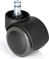 hjh office - Roulettes de chaise de bureau - Pince réglable pour sols durs - 10mm / 50mm - Lot de 5 - Noir