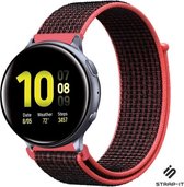 Nylon Smartwatch bandje - Geschikt voor  Samsung Galaxy Watch Active / Active2 nylon bandje - zwart/rood - Strap-it Horlogeband / Polsband / Armband