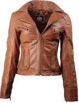 Urban 5884® -  Jacky - Dames Leren Jas -Openstaande Kraag - Lams Leer - Zwart– Biker - Maat 6XL