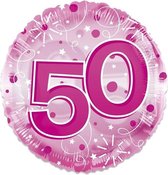 Witbaard Folieballon Clear 50 Jaar 61 Cm Roze