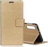 Litchi Texture horizontale lederen flip-hoes voor Galaxy A7 (2018), met houder en kaartsleuven en portemonnee (goud)