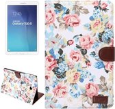 Bloempatroon Doek Oppervlak Horizontale Flip Leren Case met Portemonnee & Kaartsleuven & Houder voor Galaxy Tab E 9.6 / T560 (Wit)