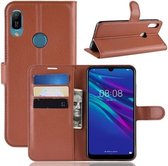 Litchi Texture Horizontale Flip Leren Case voor Huawei Y6 2019, met Portemonnee & Houder & Kaartsleuven (Bruin)