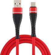 2A USB naar USB-C / Type-C gevlochten datakabel, kabellengte: 1 m (rood)