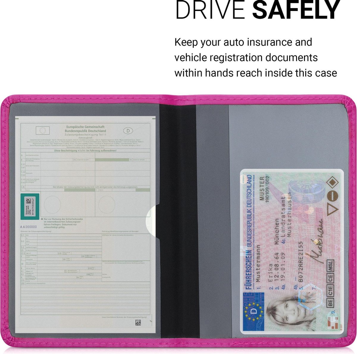 kwmobile Porte permis de Conduire Carte Grise avec Compartiments Cartes  Passeport - Étui Portefeuille de Protection en Simili Cuir Bleu foncé