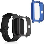 kwmobile 2x Hoes voor fitnesstracker voor Huami Amazfit Bip / Bip Lite - Siliconenhoes voor sporthorloge blauw / zwart / transparant