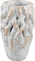 PTMD Vinne grijze antiek cement geweven pot lang maat in cm: 23 x 23 x 40 - Grijs
